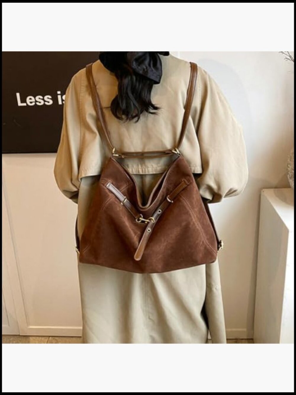 Faux Suede Crossbody Tote Hobo Purse Large Satchel Shoulder Bag Casual Chic - Picture 3 of 7